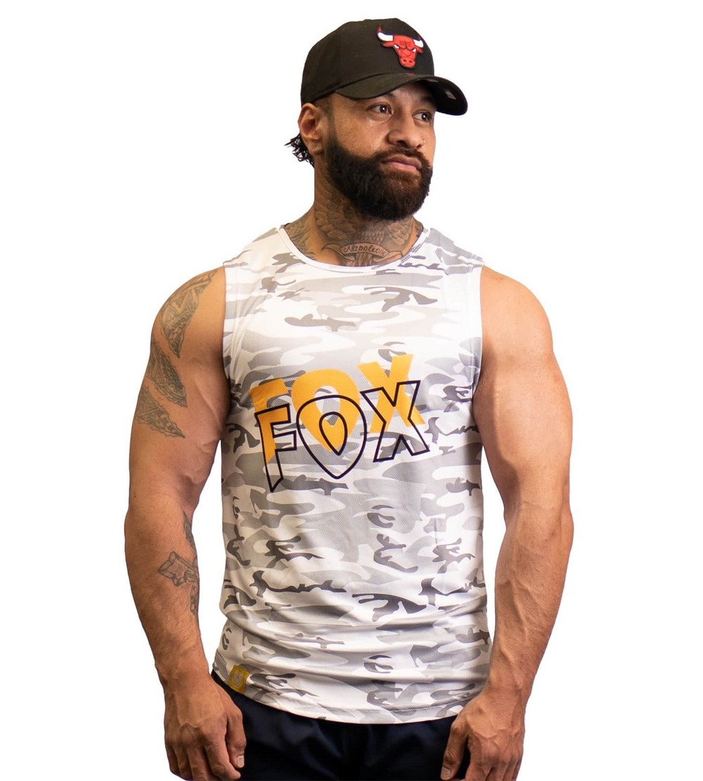 Fitness Fox camo men’s muscle tank for stylish workout attire