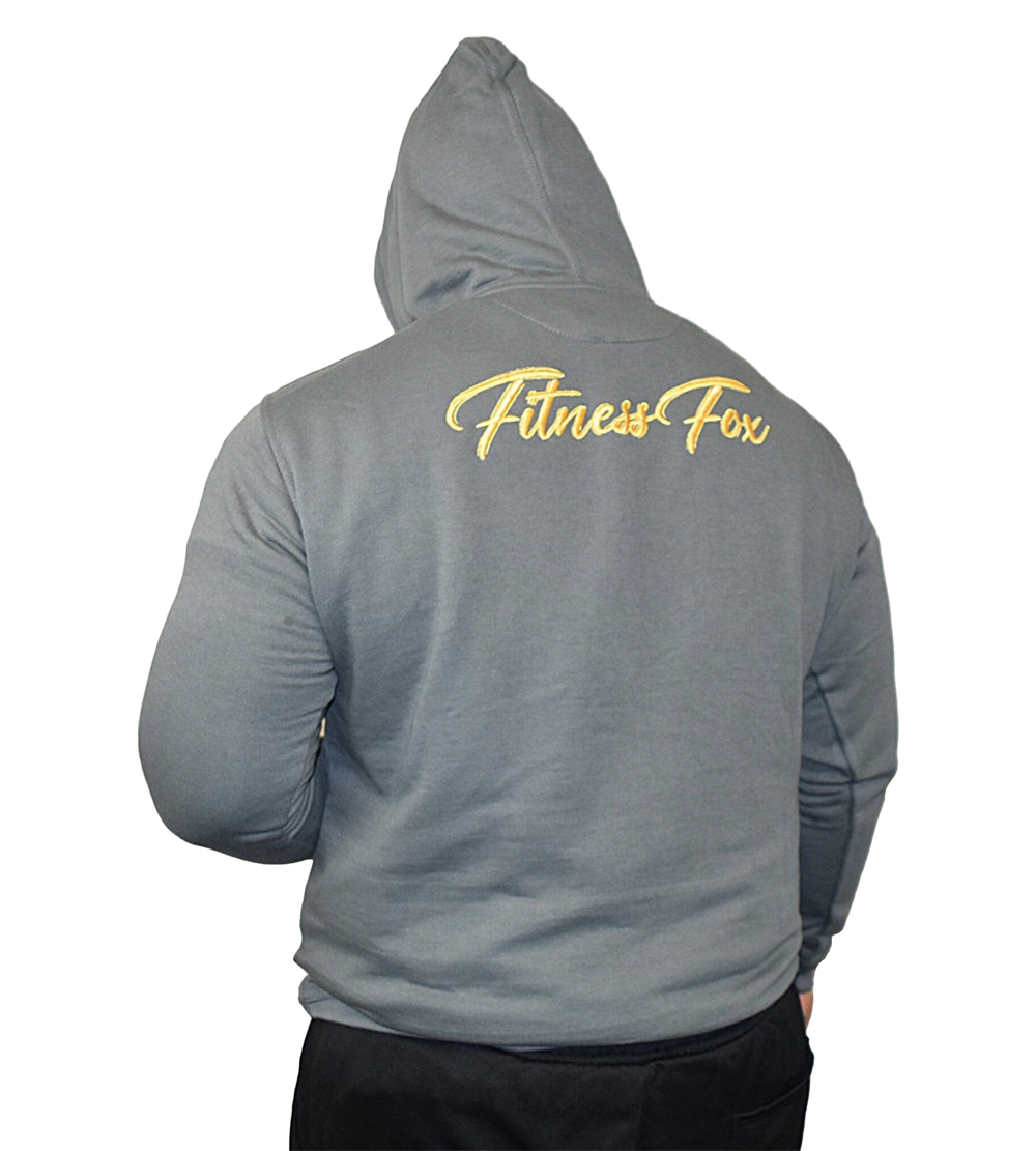 Durable stone grey pullover hoodies by Fitness Fox for casual and workout use