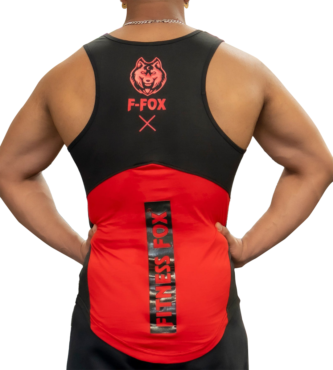 Fitnessfox Black-Red Gym Cotton Training Singlet