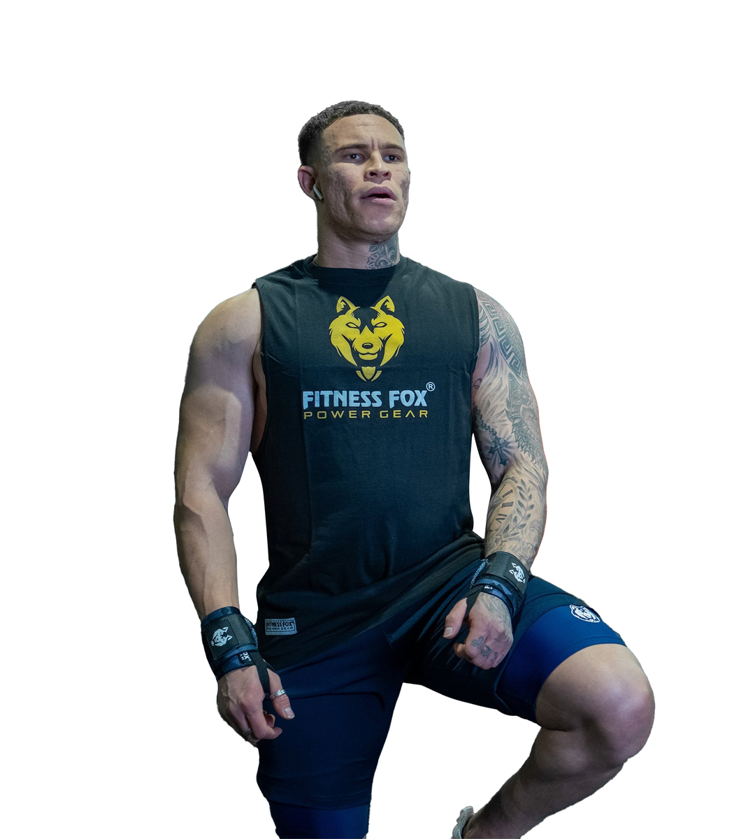 Lightweight muscle top singlets by Fitness Fox for strength training and gym sessions