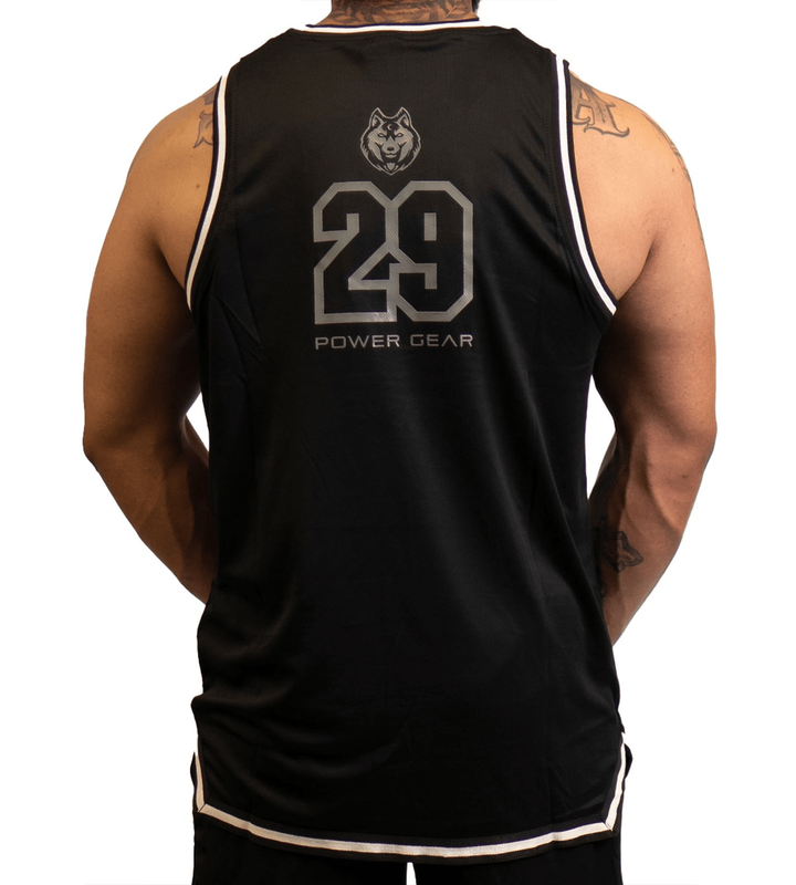 Mesh Basketball Muscle Tank Top - BLACK