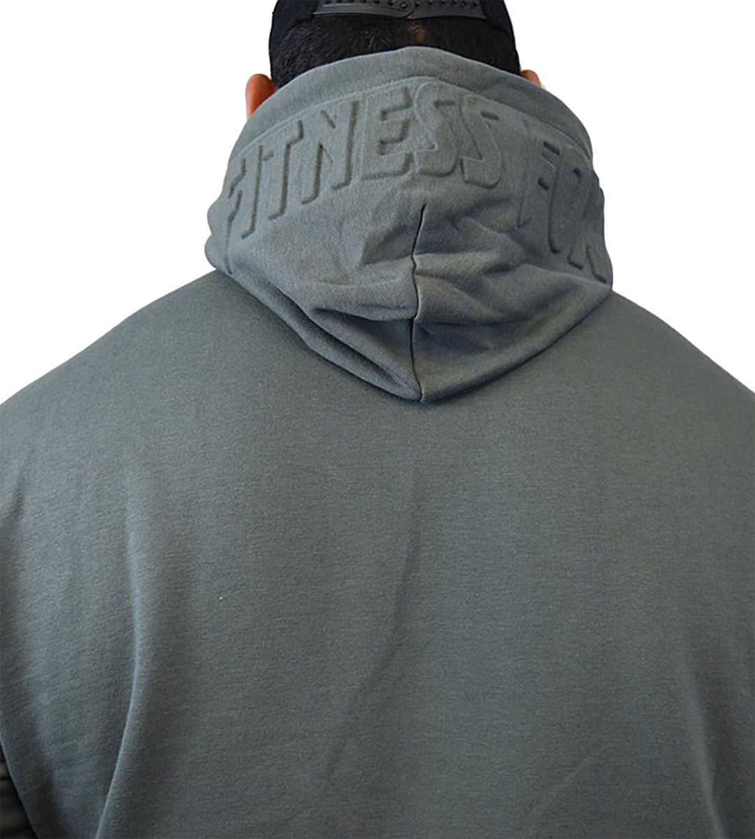 FITNESS FOX EMBOSSED Pullover HOODIES- Stone Grey