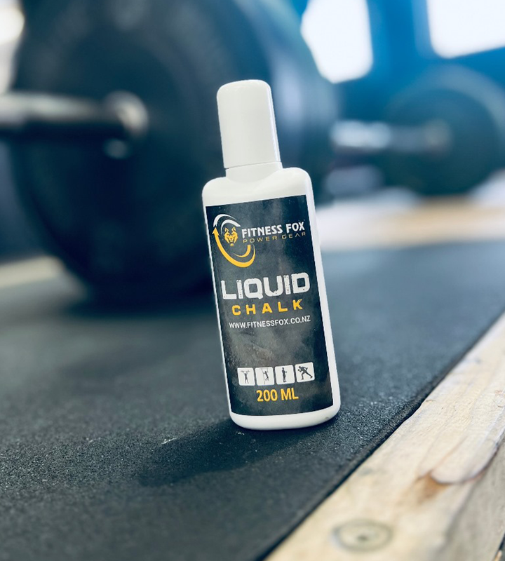 Fitness Fox liquid chalk for strong grip during weightlifting and gym workouts