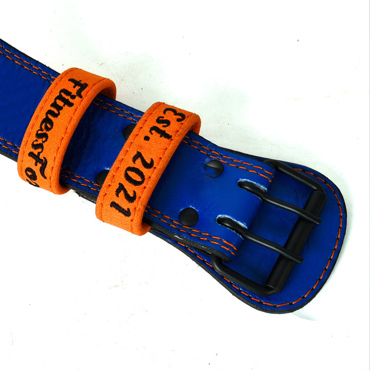 4" Blue Weightlifting Leather Belt