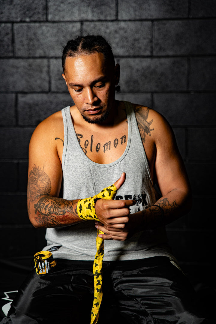 FITNESSFOX Boxing Hand Wraps (Gold-Camo)