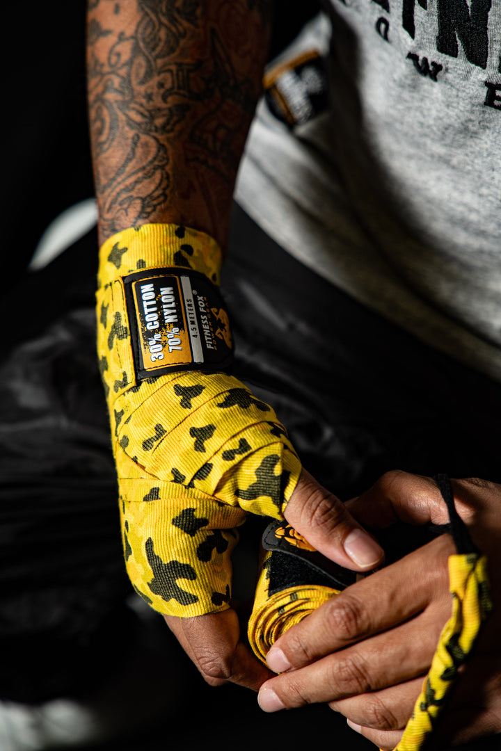 FITNESSFOX Boxing Hand Wraps (Gold-Camo)