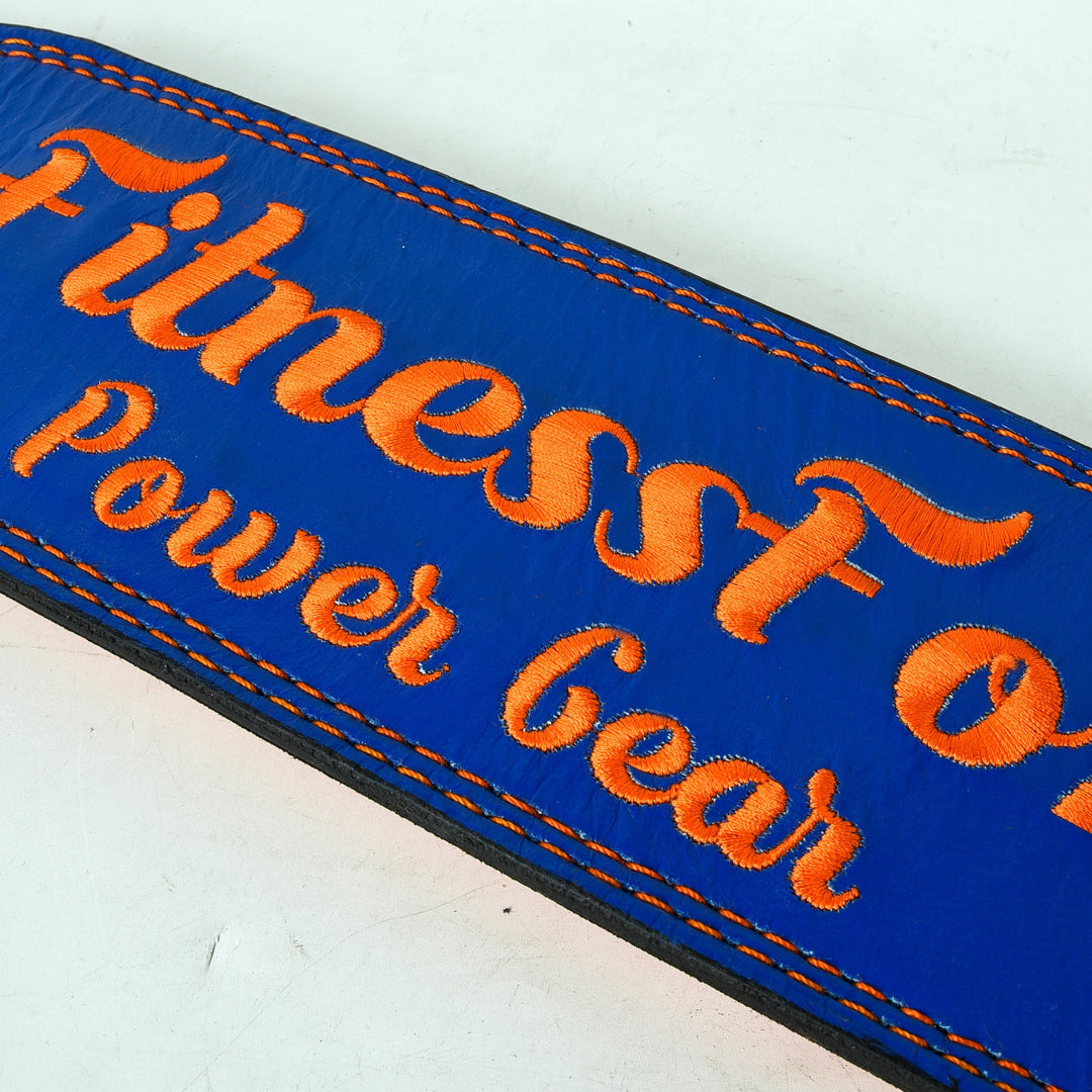 FitnessFox 4" Blue Weightlifting Leather Belt( Delivery 1-5 November )