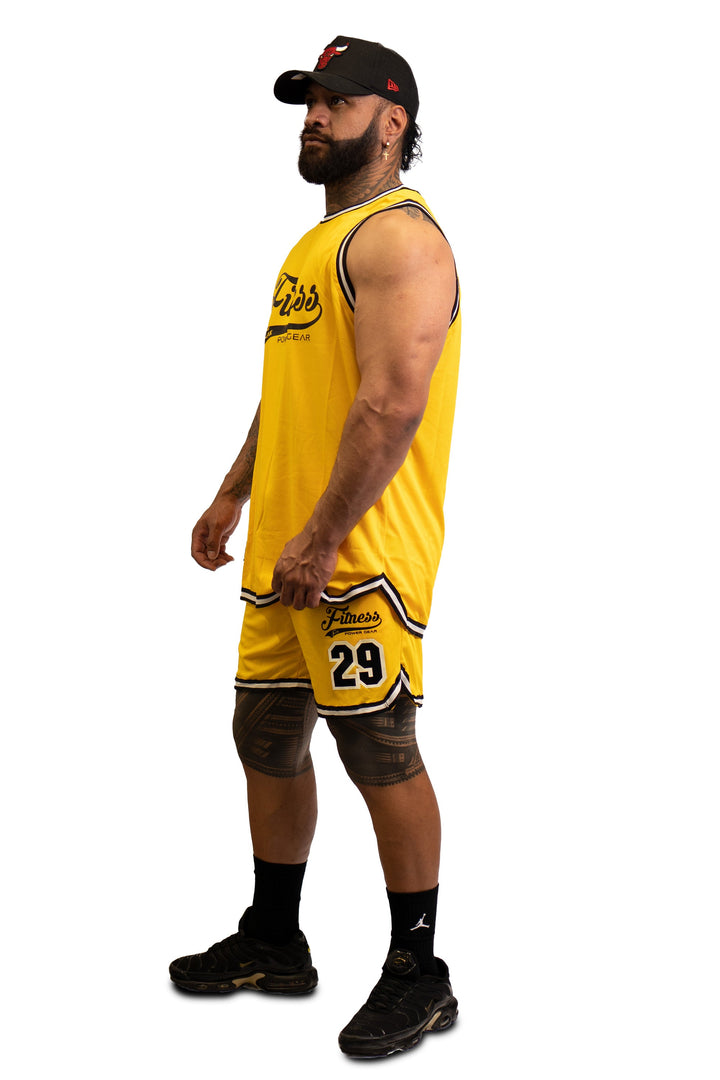 Mesh Basketball Muscle Tank top -Yellow