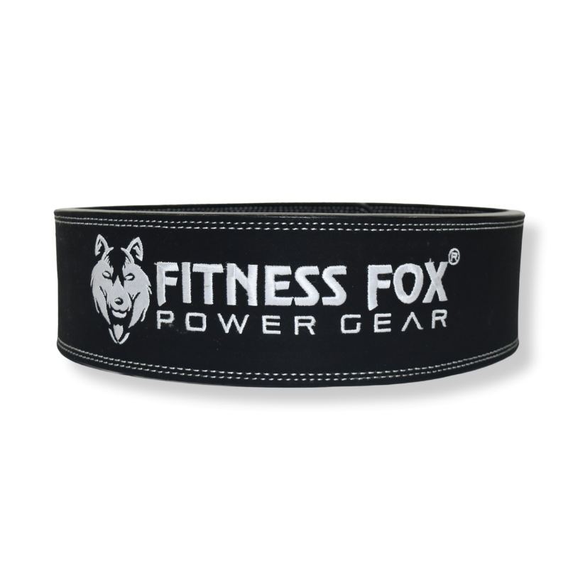 Fitness Fox 10mm weightlifting belt with suede skin and lever buckle for support