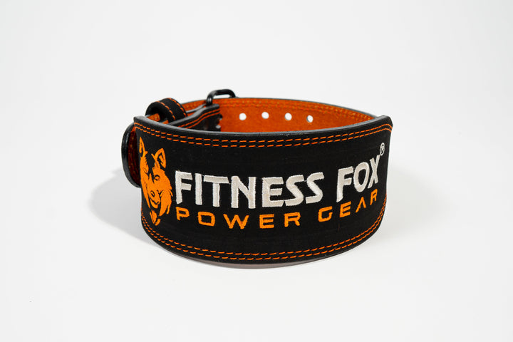 4" Black Suede leather  Weightlifting Lifting Belt (Limited Black/Orange edition)