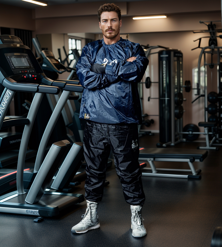 FITNESSFOX SAUNA JACKET (NAVY BLUE/WHITE EMBRIODERY)