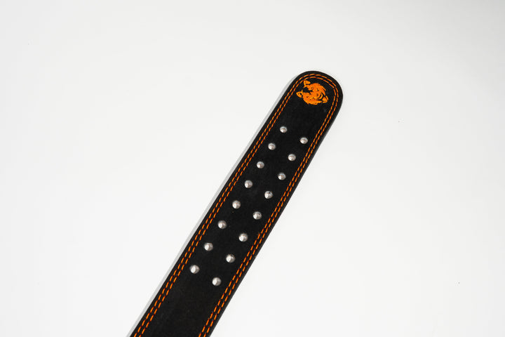 4" Black Suede leather  Weightlifting Lifting Belt (Limited Black/Orange edition)