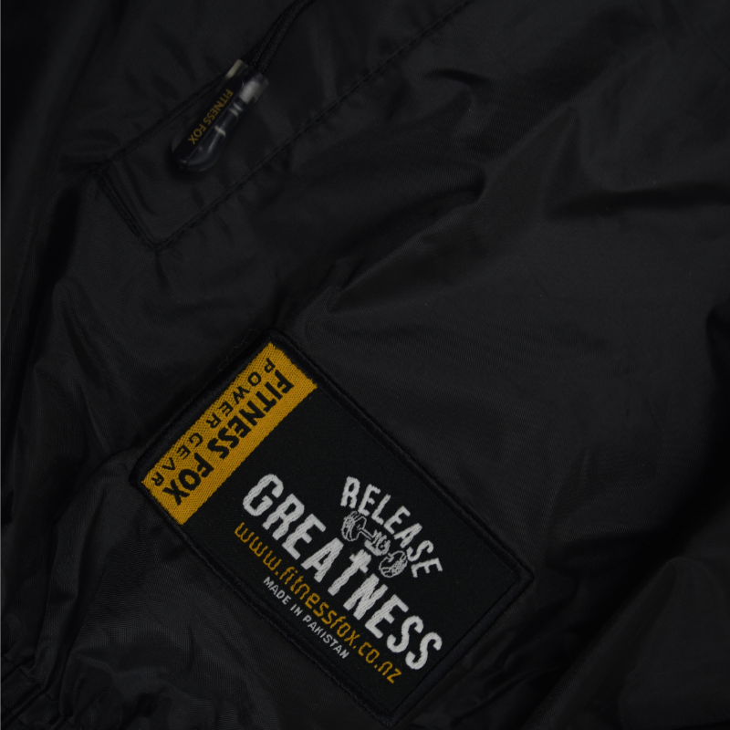 Black Crewneck Sauna Jacket with Gold STRIP