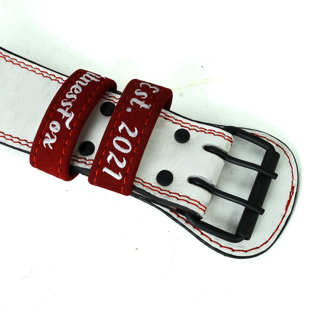 FitnessFox 4" White Weightlifting Leather Belt