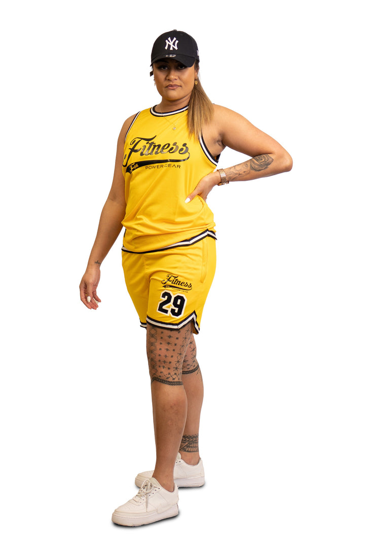 Mesh Basketball Muscle Tank top -Yellow