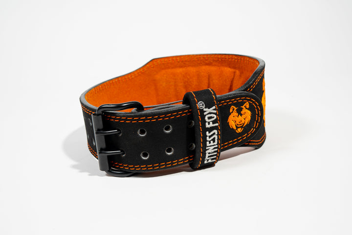 4" Black Suede leather  Weightlifting Lifting Belt (Limited Black/Orange edition)