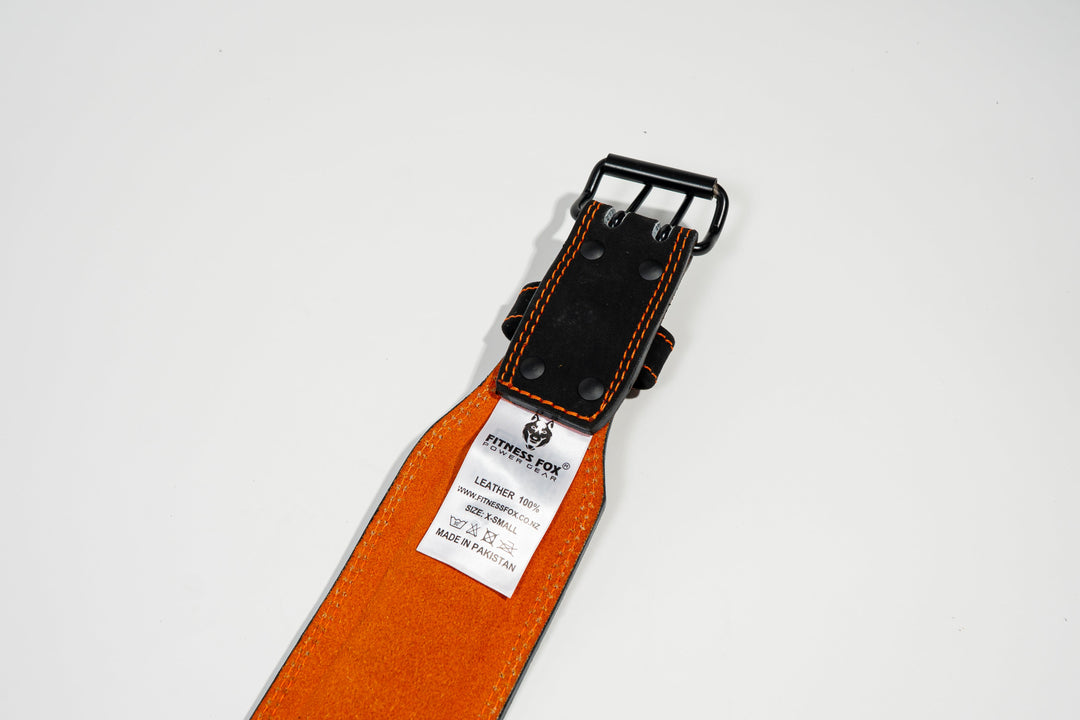 4" Black Suede leather  Weightlifting Lifting Belt (Limited Black/Orange edition)