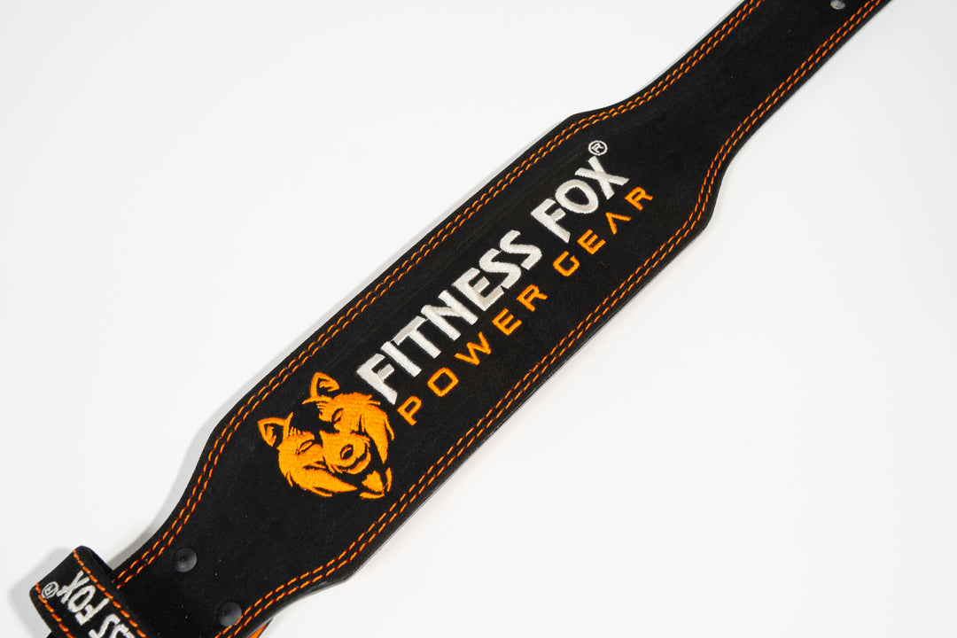 4" Black Suede leather  Weightlifting Lifting Belt (Limited Black/Orange edition)