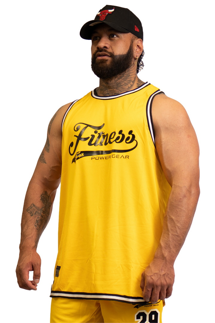 Mesh Basketball Muscle Tank top -Yellow