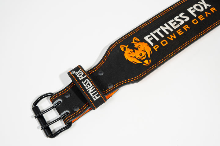 4" Black Suede leather  Weightlifting Lifting Belt (Limited Black/Orange edition)