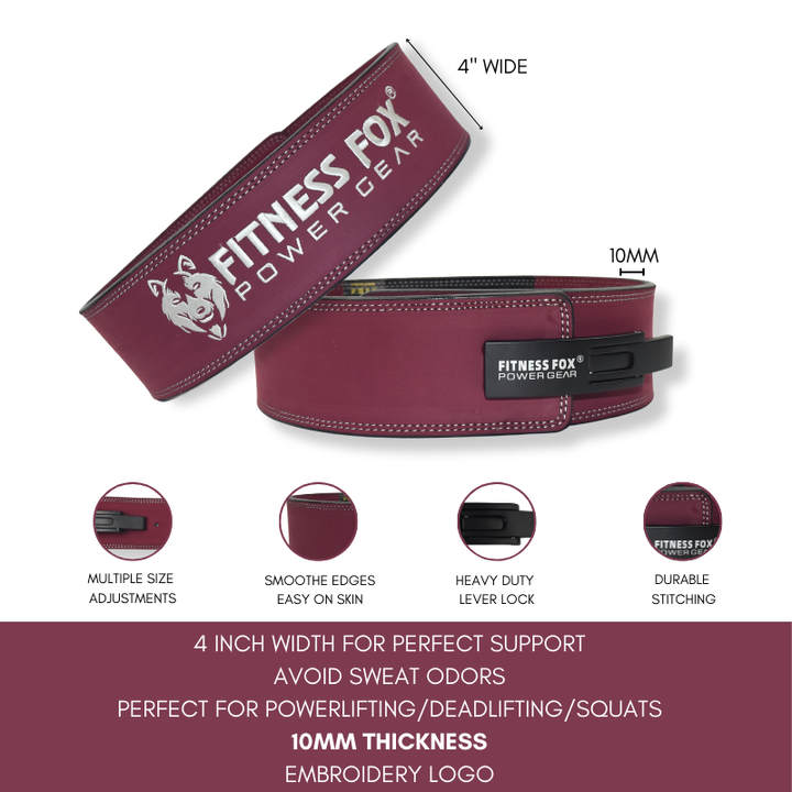 Burgundy suede leather lever belt for heavy weightlifting