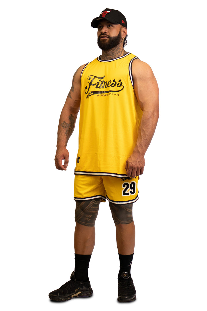 Mesh Basketball Muscle Tank top -Yellow