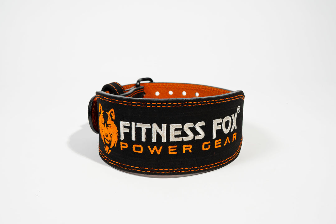 4" Black Suede leather  Weightlifting Lifting Belt (Limited Black/Orange edition)