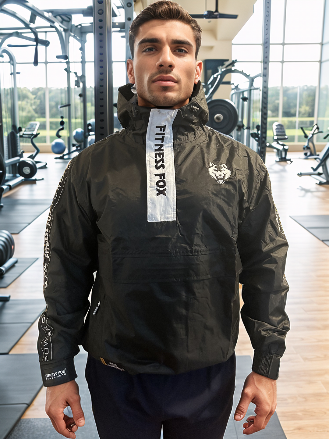 Sauna JACKET with Hoodie (Black/WHITE)