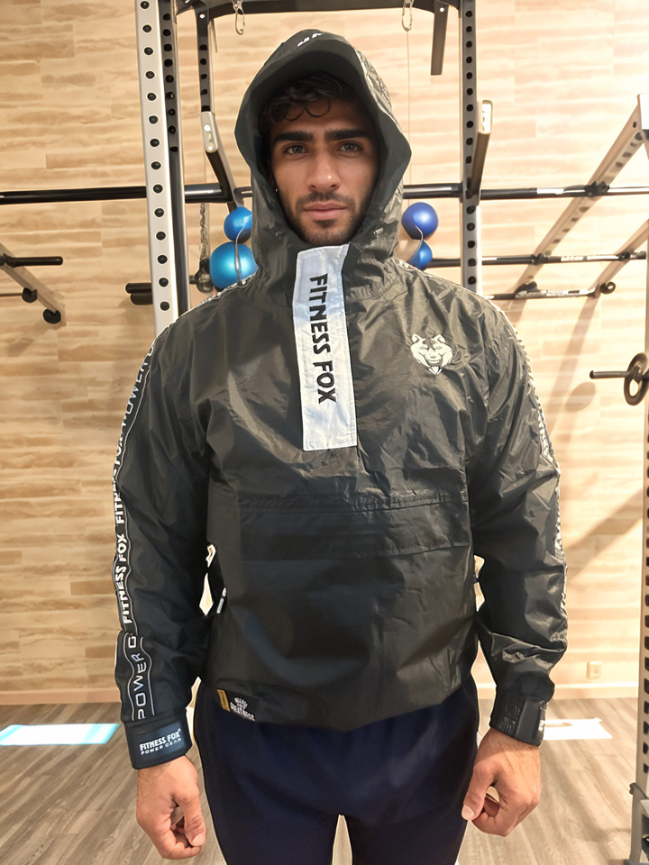 Sauna JACKET with Hoodie (Black/WHITE)