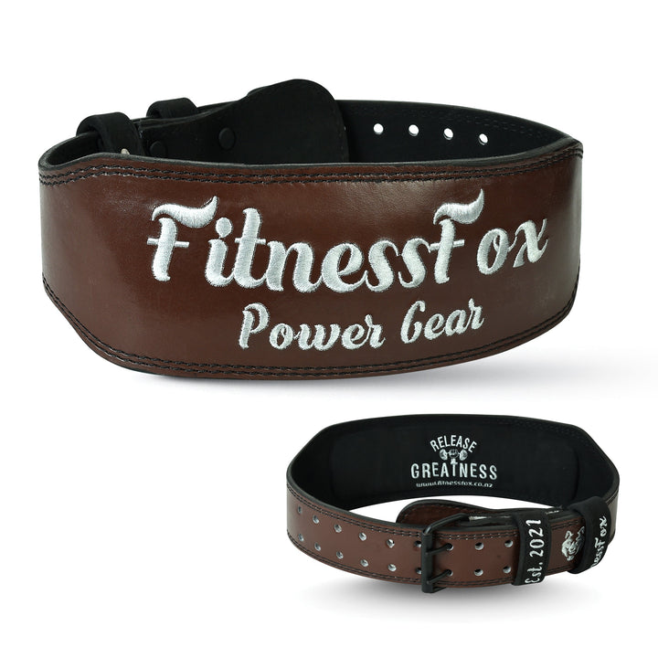 FitnessFox 4" Maroon Weightlifting Leather Belt