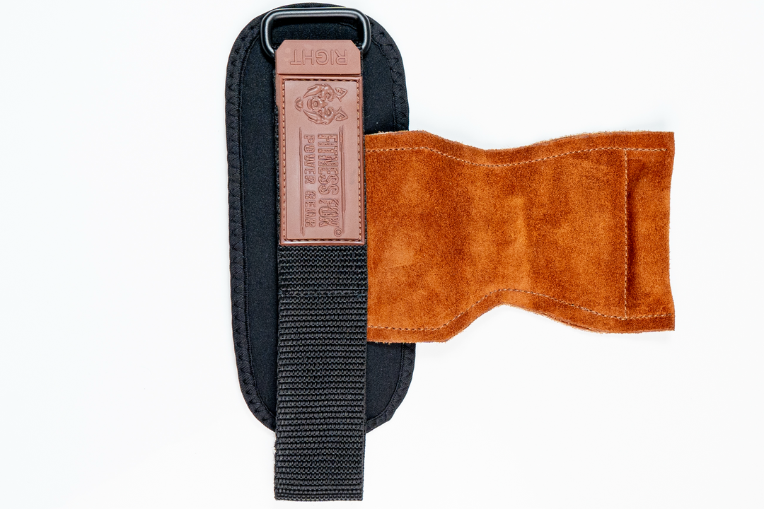 Dark Brown Suede Leather Grips with padded wrist support