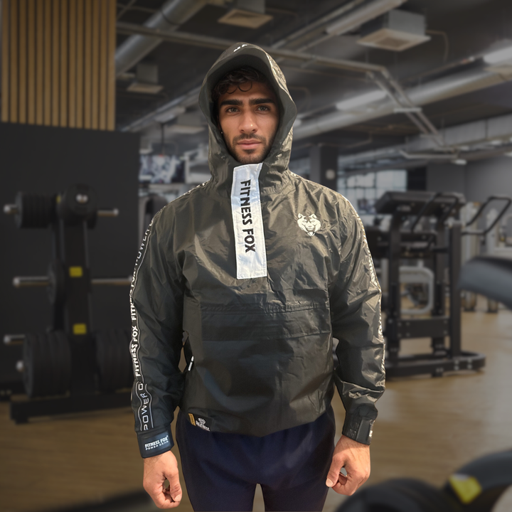 Sauna JACKET with Hoodie (Black/WHITE)