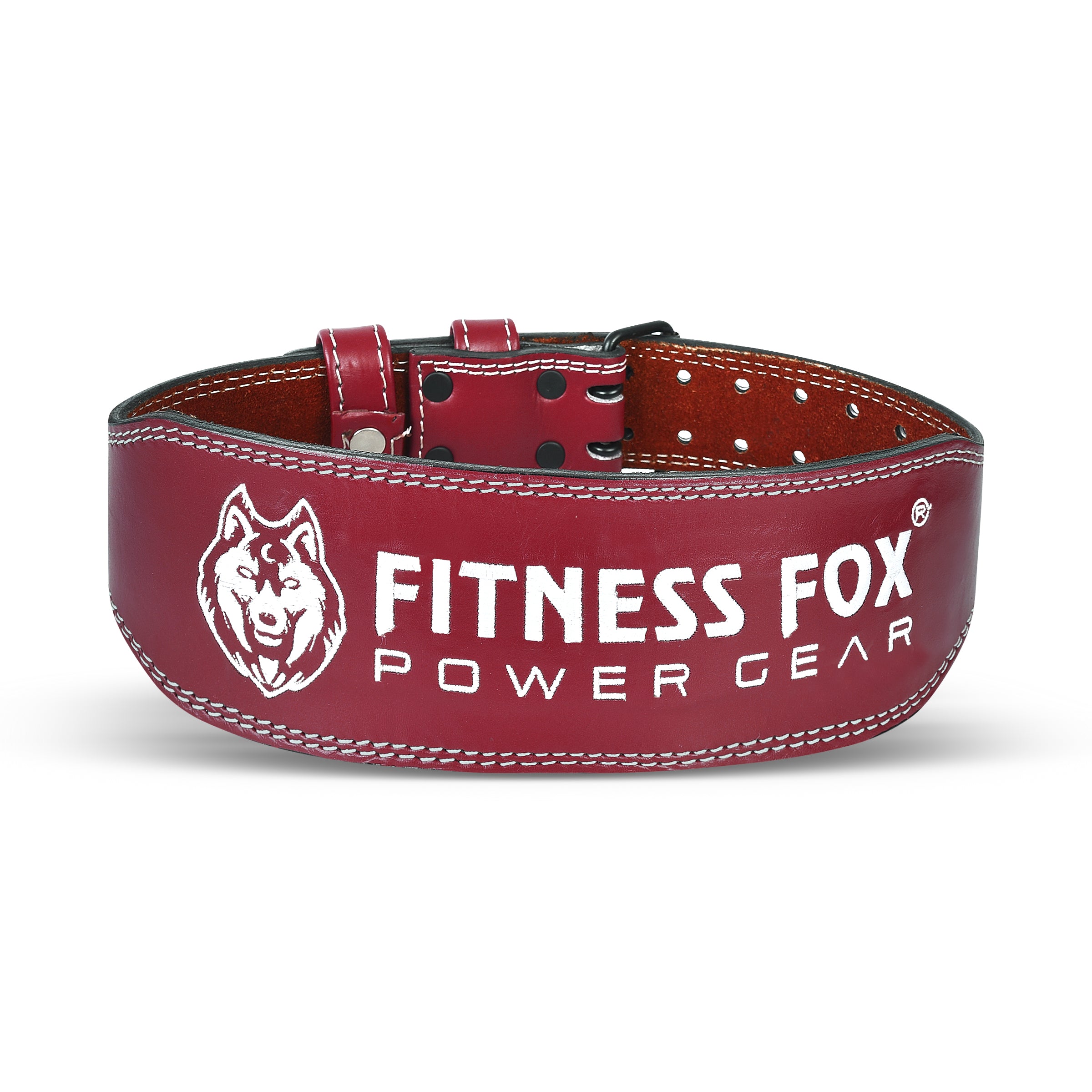 FitnessFox 4" Wine Weightlifting Leather Belt
