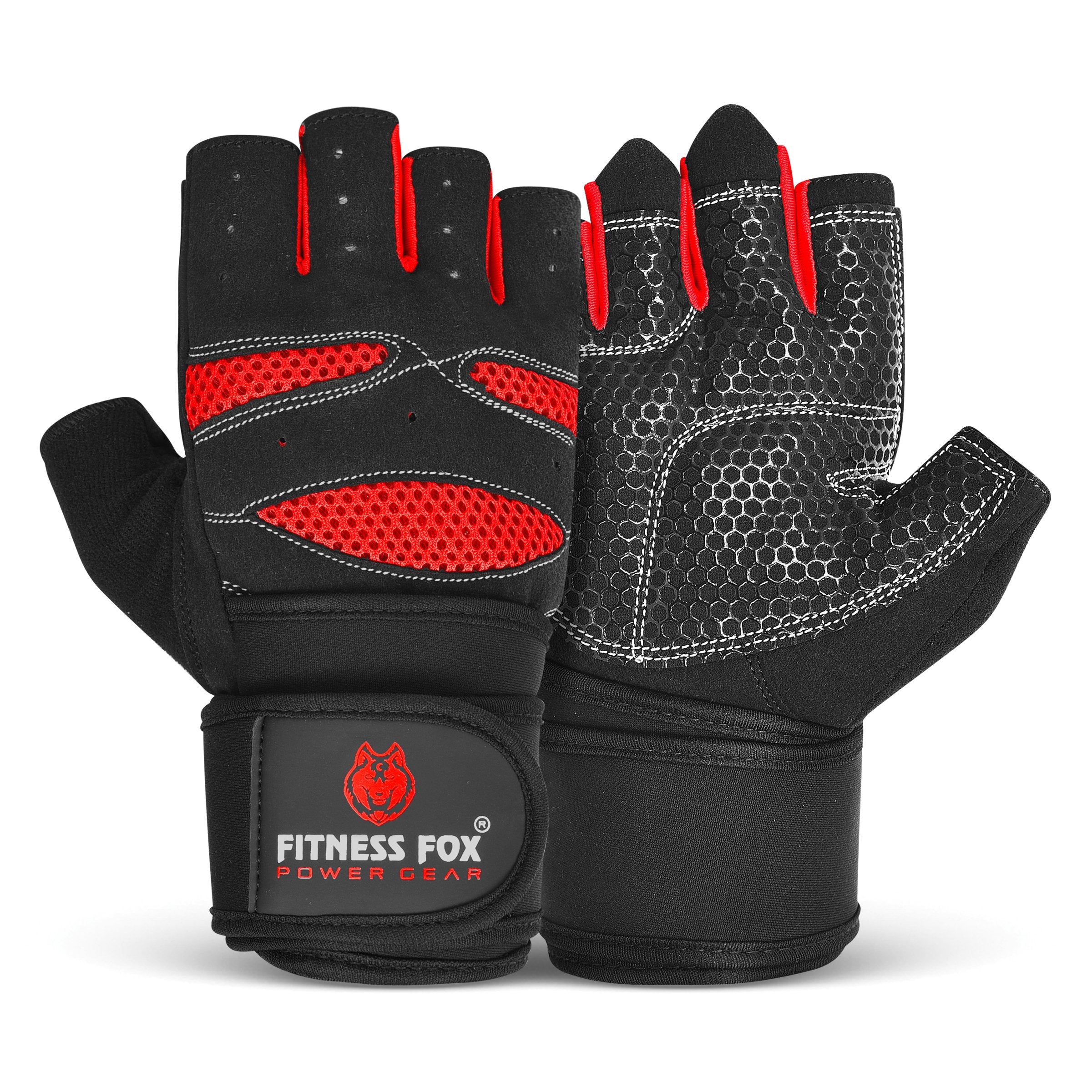 FITNESS FOX Heavy Duty Gym Hand Gloves for Weightlifting Support