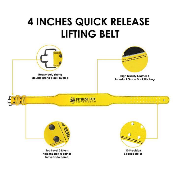 Comfortable yellow weightlifting training belt with quick release buckle