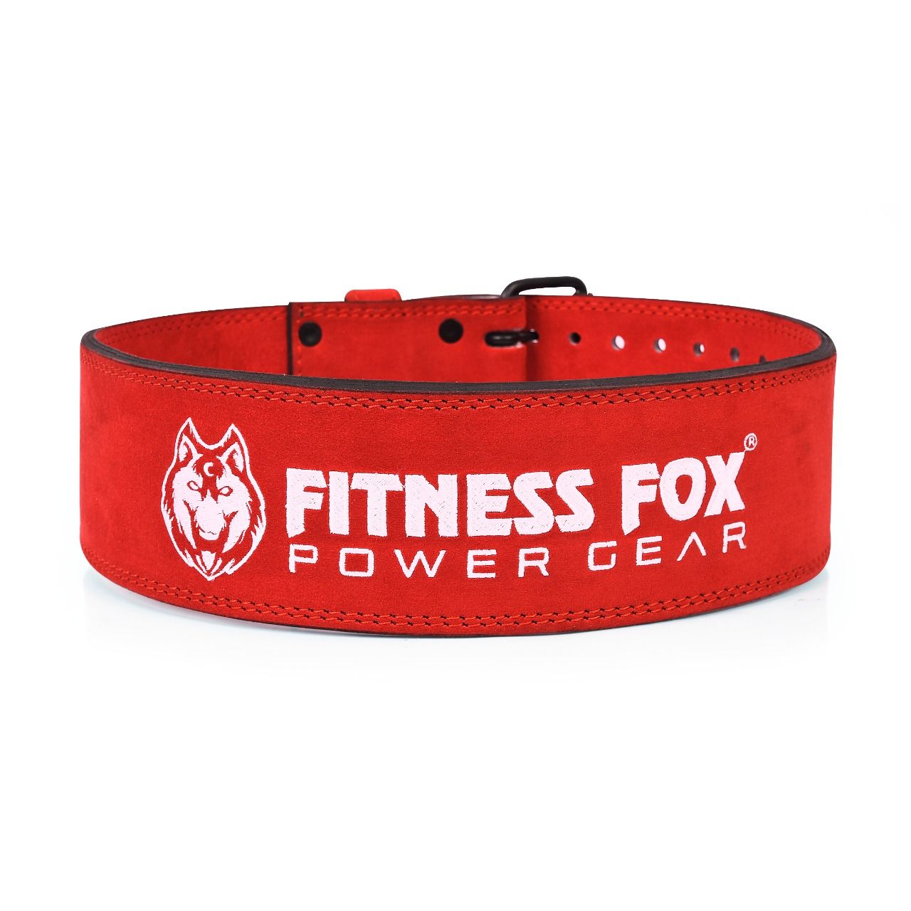 FITNESS FOX Single Prong 10MM Weightlifting-Powerlifting Belt (Red)