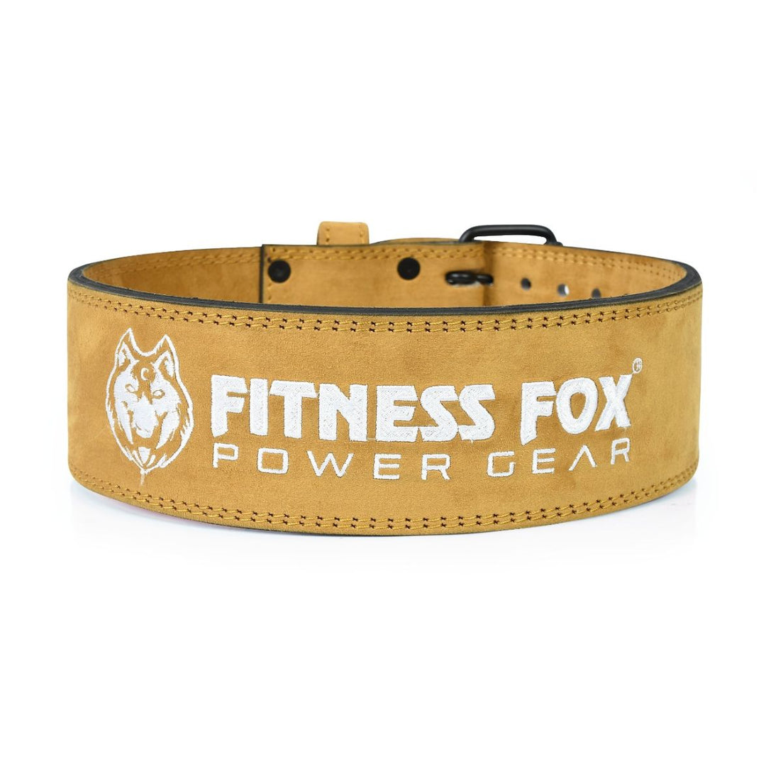 Durable 10mm single prong powerlifting belt with skin by Fitness Fox