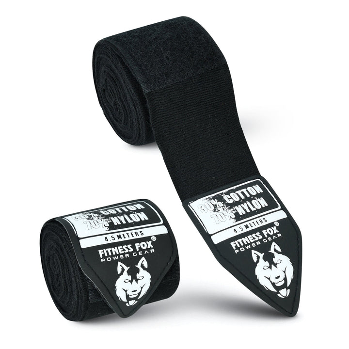 FITNESSFOX Boxing Hand Wraps (Black)