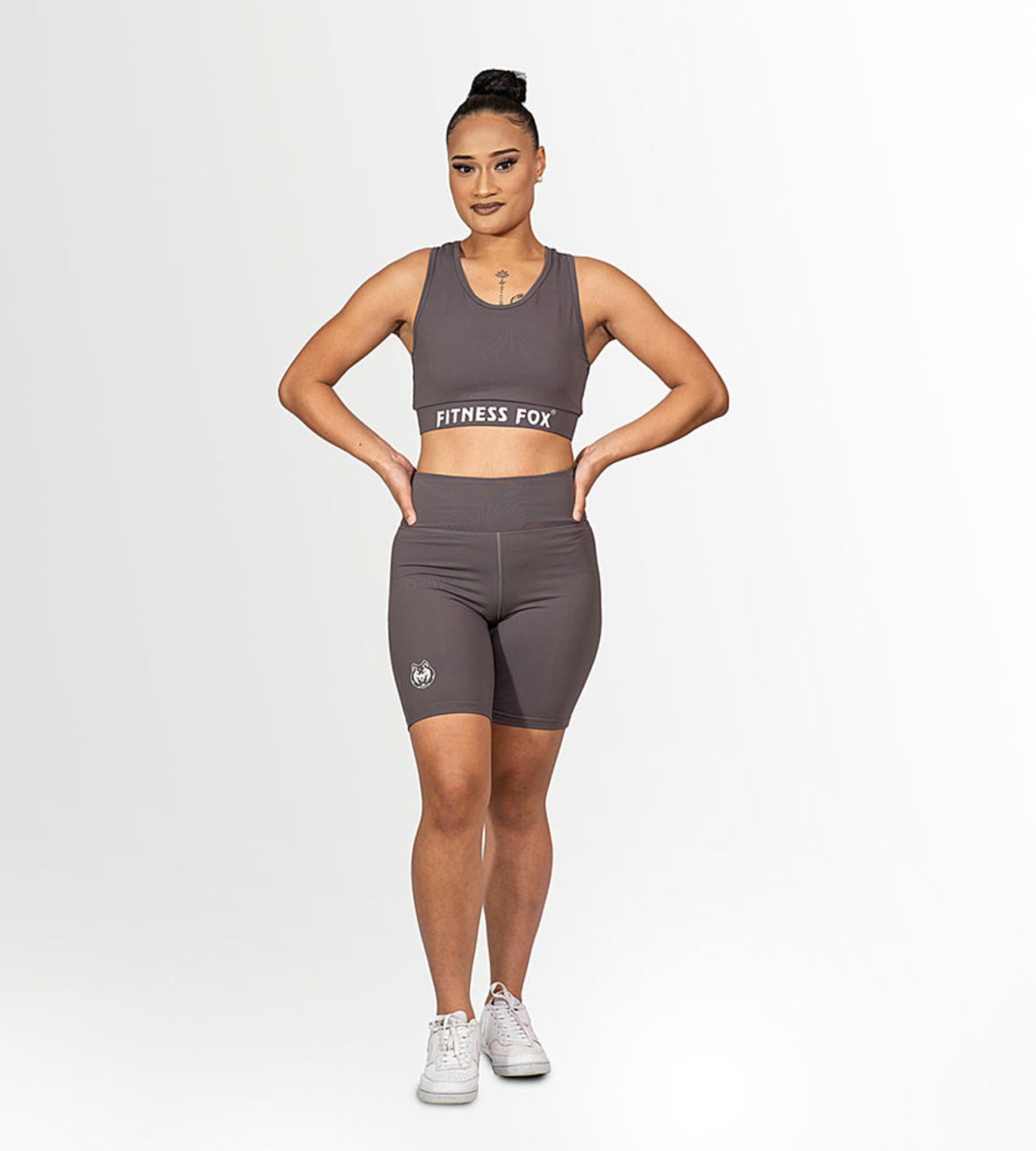 FitnessFox Stone Grey Scrunch Bum Shorts
