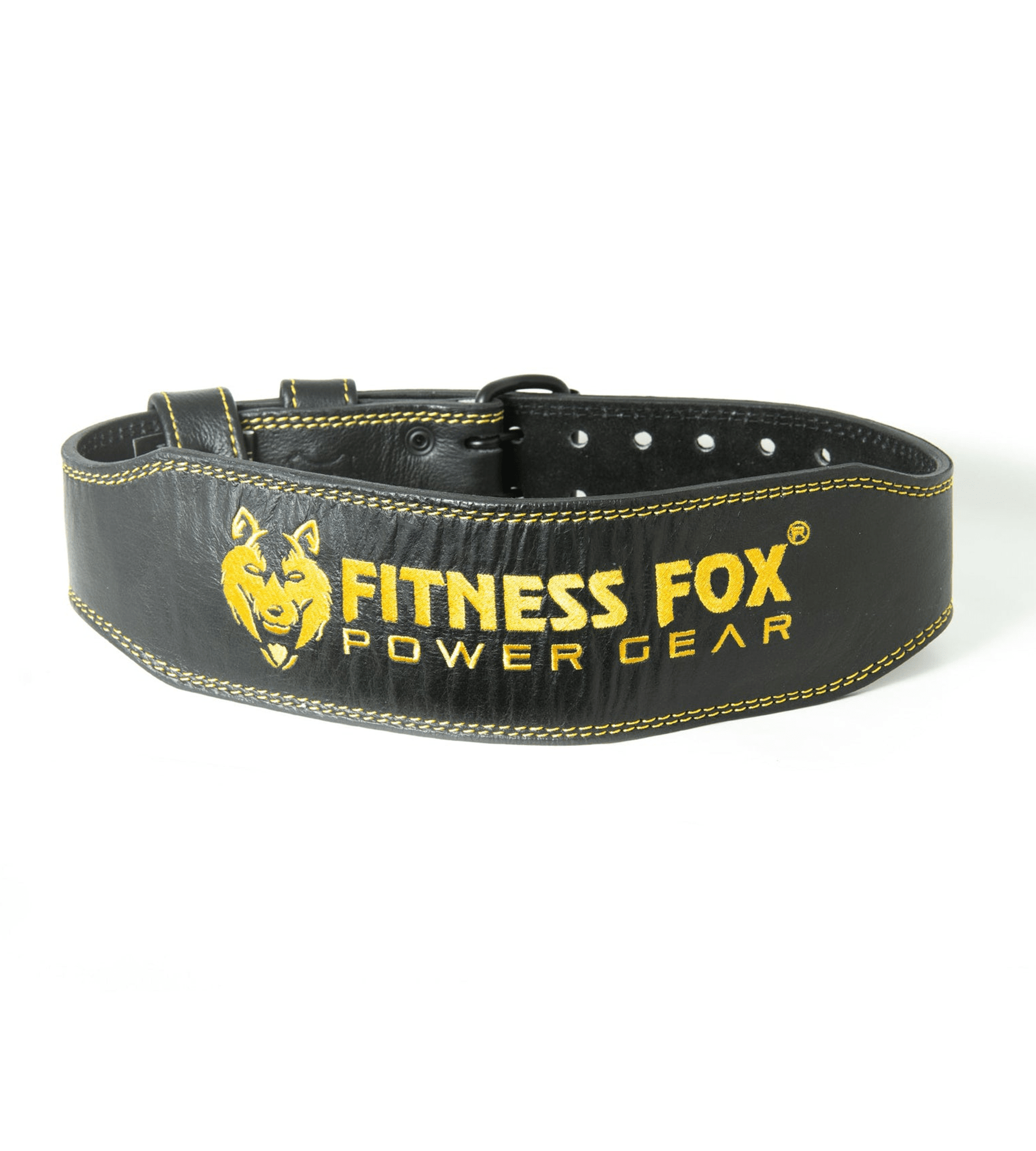 FITNESS FOX 4" Padded Classic Black Lifting Grain LEATHER Belt