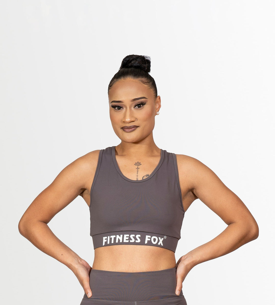 Fitnessfox Stone Grey Racerback Sports Bra