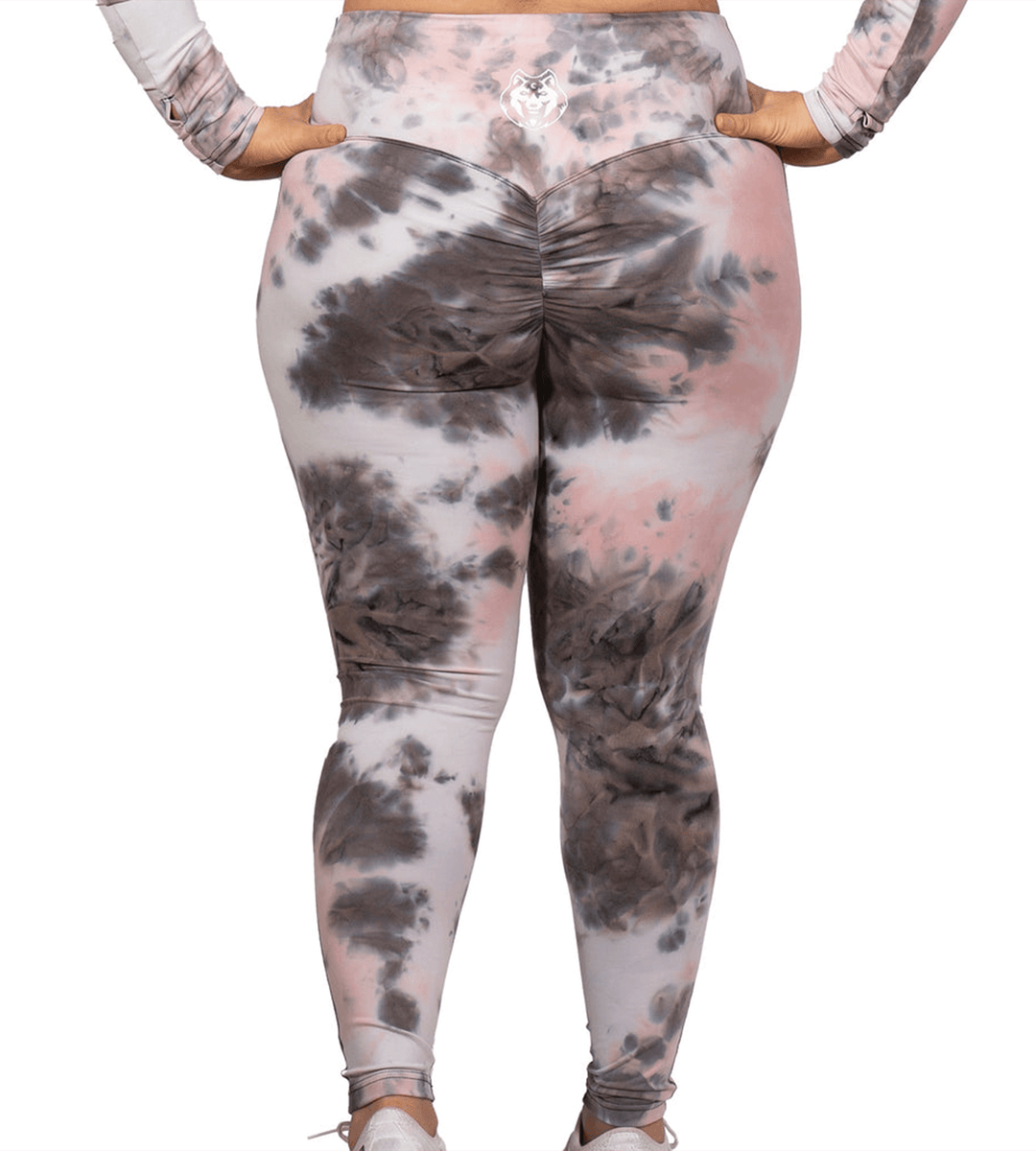 Fitnessfox Tie Dye Pink Full Length Scrunch Bum Leggings