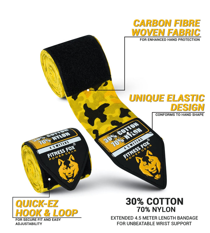 FITNESSFOX Boxing Hand Wraps (Gold-Camo)