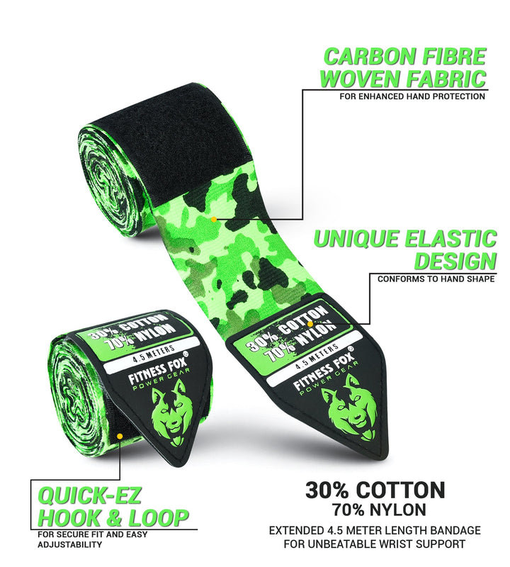 FITNESSFOX Boxing Hand Wraps (Green Camo)