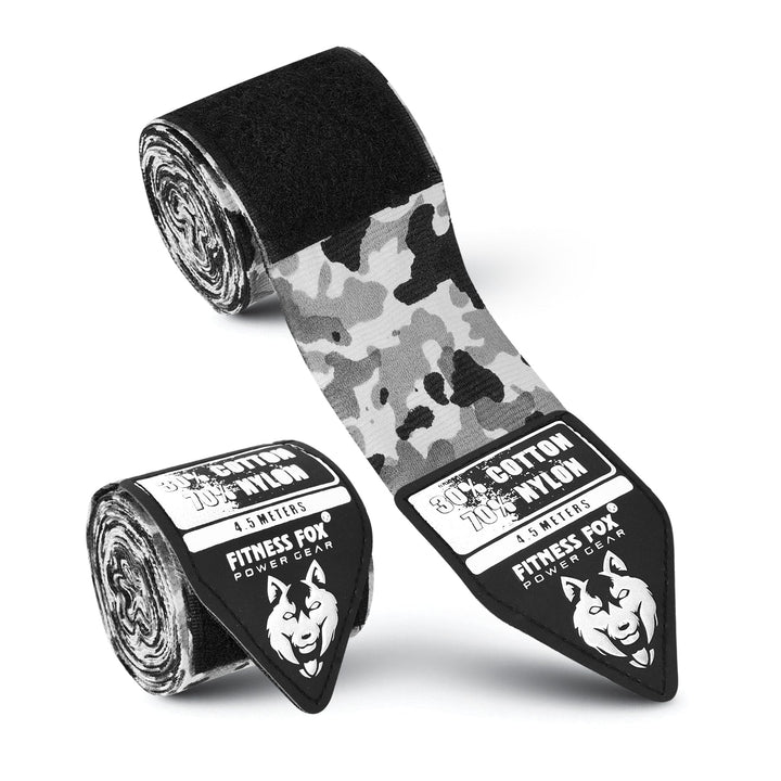 FITNESSFOX Boxing Hand Wraps (Grey- Camo)