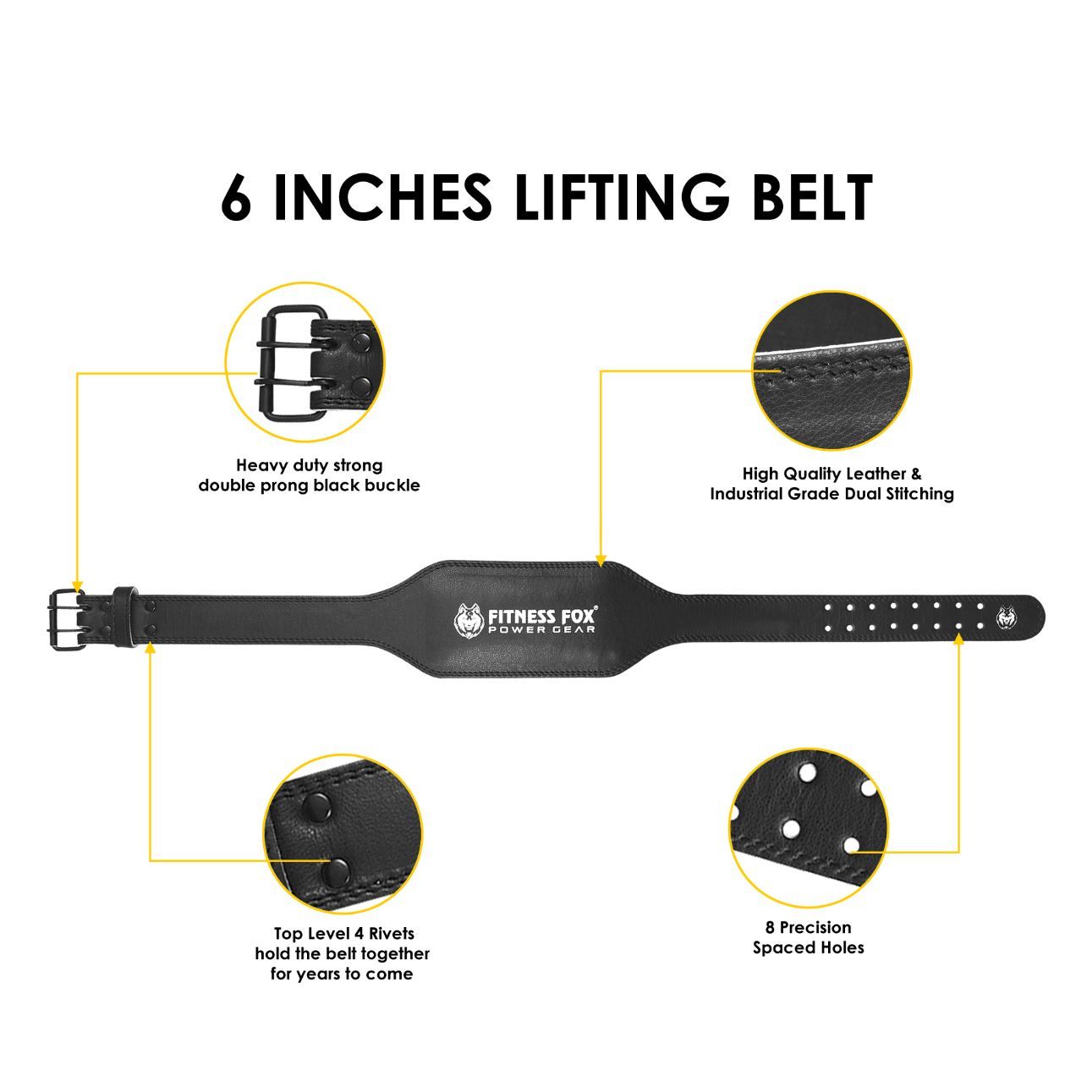 Weightlifting 6" Split Leather Belt (Black)