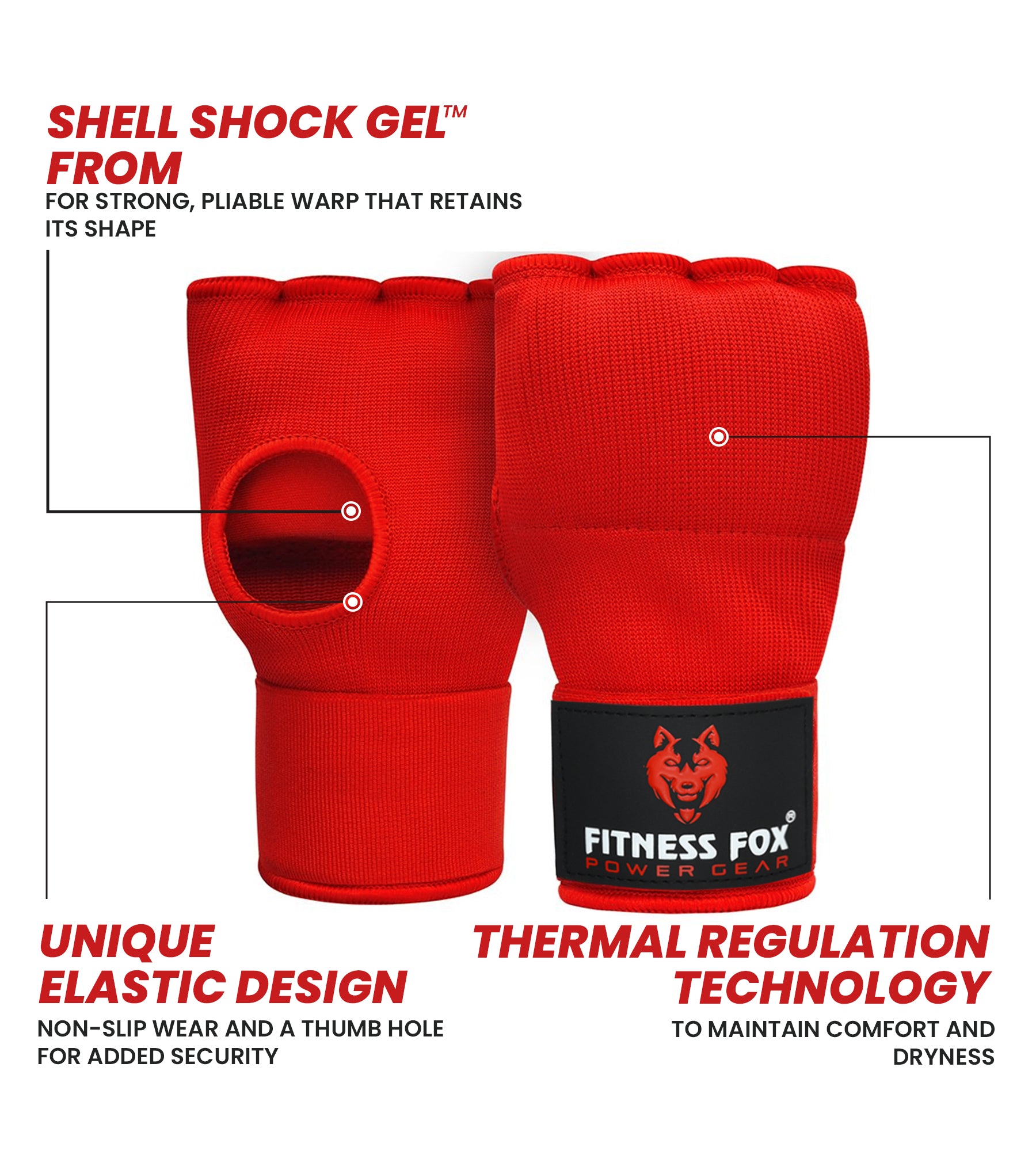 FITNESSFOX BOXING Quick Wraps (Red)