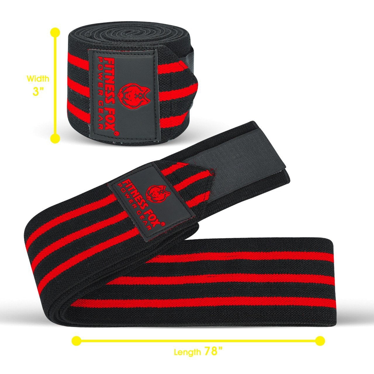 Fitnessfox Knee Wraps 72 inch (Black & Red)